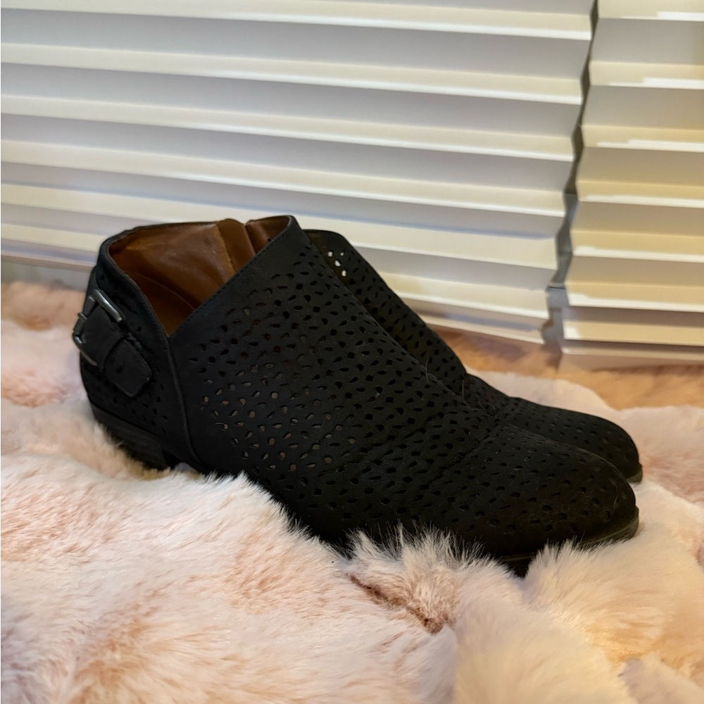 Black Perforated Ankle Boots